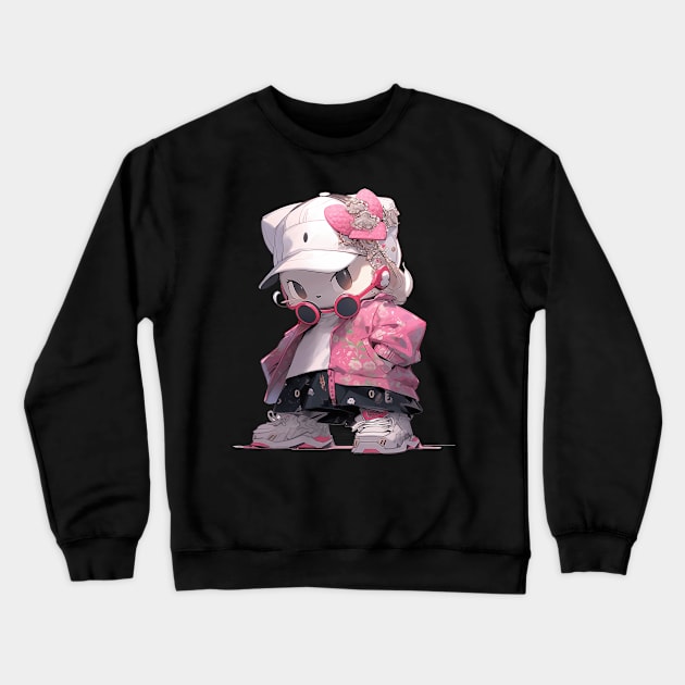 Girly Hip hop cute kitty Crewneck Sweatshirt by geekmethat